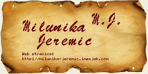 Milunika Jeremić vizit kartica